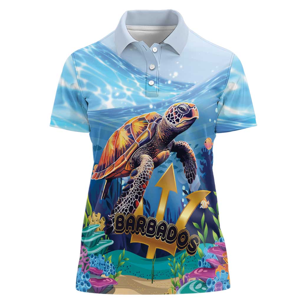 Personalised Barbados Sea Turtle Women Polo Shirt Ocean Style - Wonder Print Shop