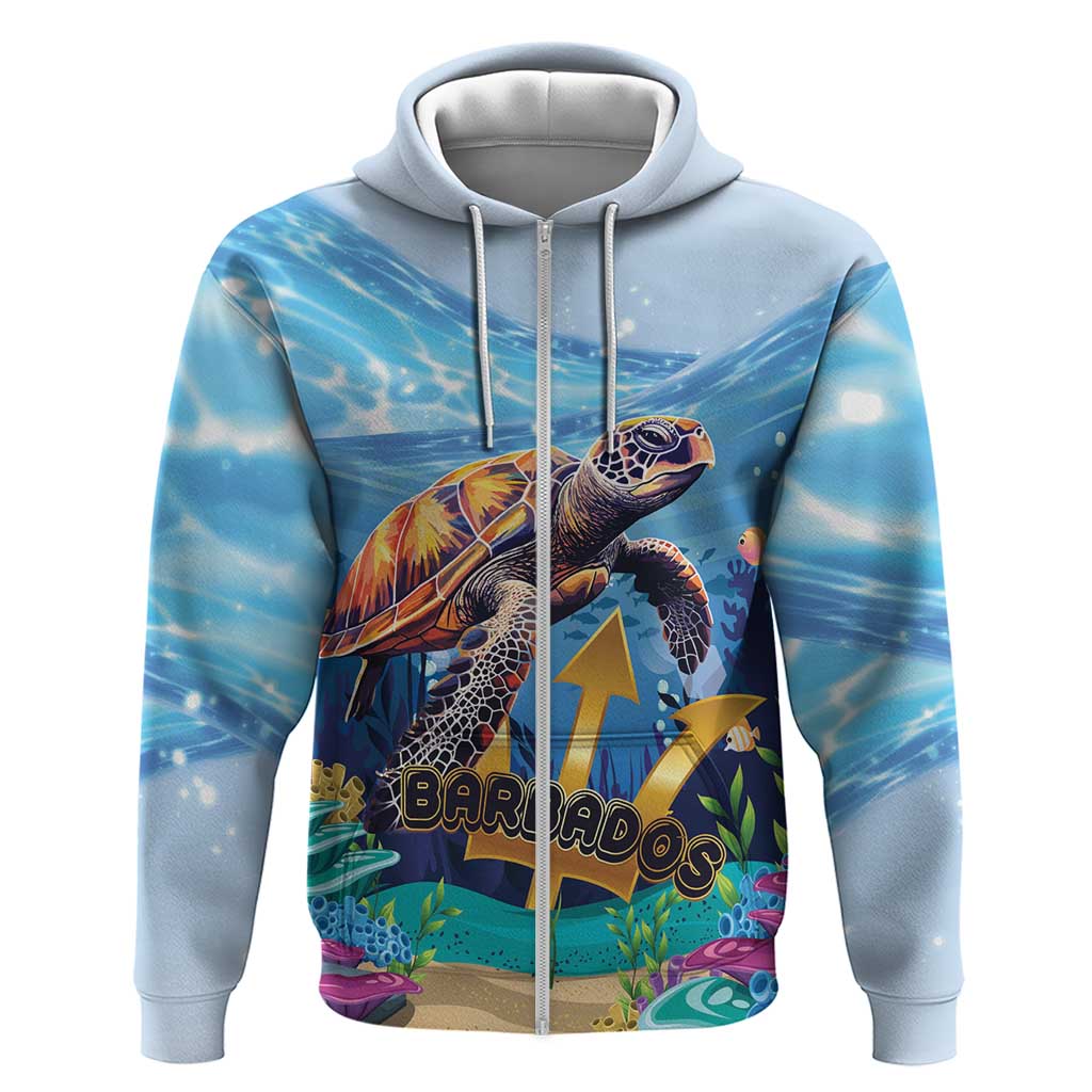 Personalised Barbados Sea Turtle Zip Hoodie Ocean Style - Wonder Print Shop