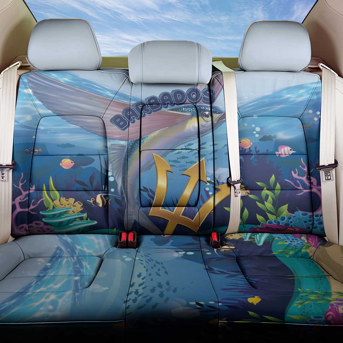 Barbados Flying Fish Back Car Seat Cover Ocean Style - Wonder Print Shop