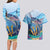 Personalised Barbados Flying Fish Couples Matching Long Sleeve Bodycon Dress and Hawaiian Shirt Ocean Style - Wonder Print Shop