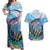 Personalised Barbados Flying Fish Couples Matching Off Shoulder Maxi Dress and Hawaiian Shirt Ocean Style - Wonder Print Shop