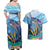 Personalised Barbados Flying Fish Couples Matching Off Shoulder Maxi Dress and Hawaiian Shirt Ocean Style - Wonder Print Shop