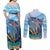 Personalised Barbados Flying Fish Couples Matching Off Shoulder Maxi Dress and Long Sleeve Button Shirt Ocean Style - Wonder Print Shop