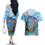 Personalised Barbados Flying Fish Couples Matching Off The Shoulder Long Sleeve Dress and Hawaiian Shirt Ocean Style - Wonder Print Shop