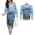 Personalised Barbados Flying Fish Couples Matching Off The Shoulder Long Sleeve Dress and Long Sleeve Button Shirt Ocean Style