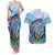 Personalised Barbados Flying Fish Couples Matching Tank Maxi Dress and Hawaiian Shirt Ocean Style - Wonder Print Shop