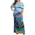 Personalised Barbados Flying Fish Family Matching Off Shoulder Maxi Dress and Hawaiian Shirt Ocean Style - Wonder Print Shop