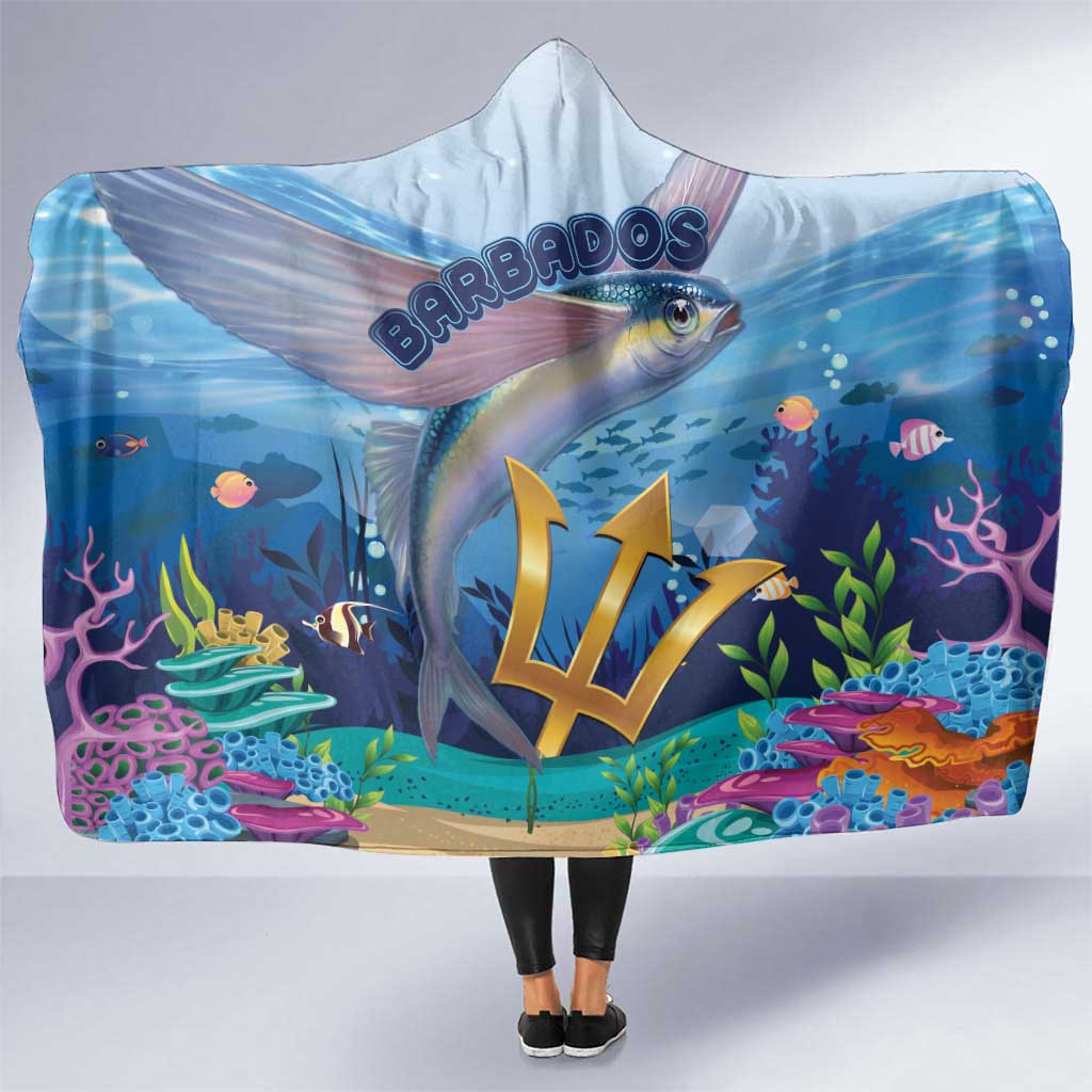 Barbados Flying Fish Hooded Blanket Ocean Style