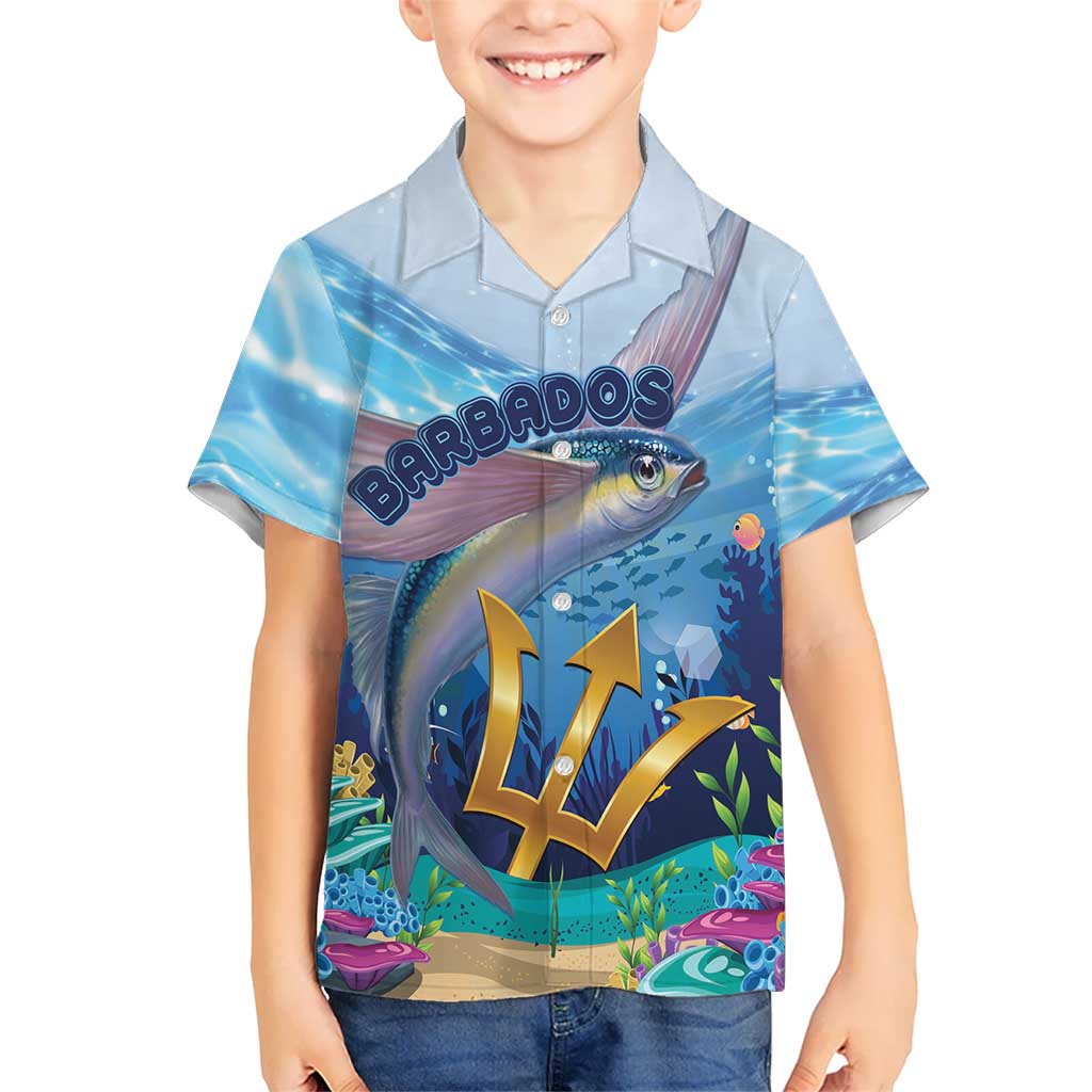 Personalised Barbados Flying Fish Kid Hawaiian Shirt Ocean Style - Wonder Print Shop