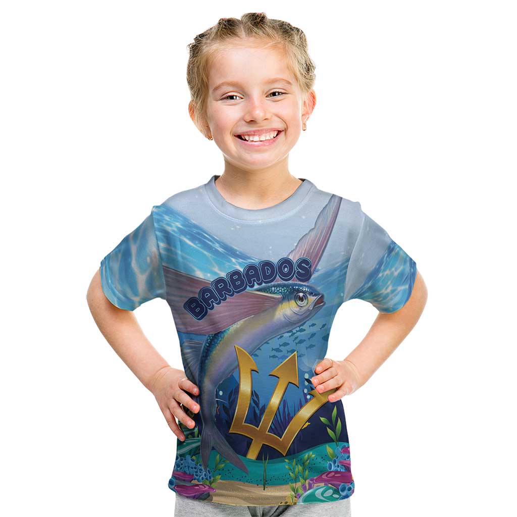 Personalised Barbados Flying Fish Kid T Shirt Ocean Style - Wonder Print Shop