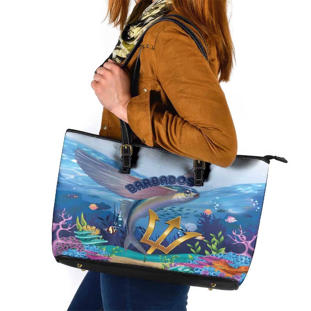 Barbados Flying Fish Leather Tote Bag Ocean Style - Wonder Print Shop