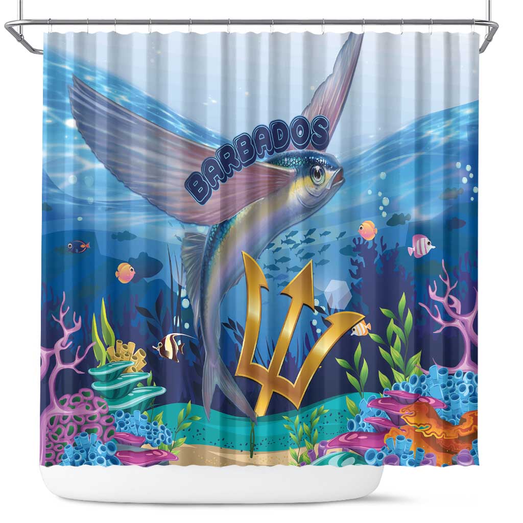 Barbados Flying Fish Shower Curtain Ocean Style