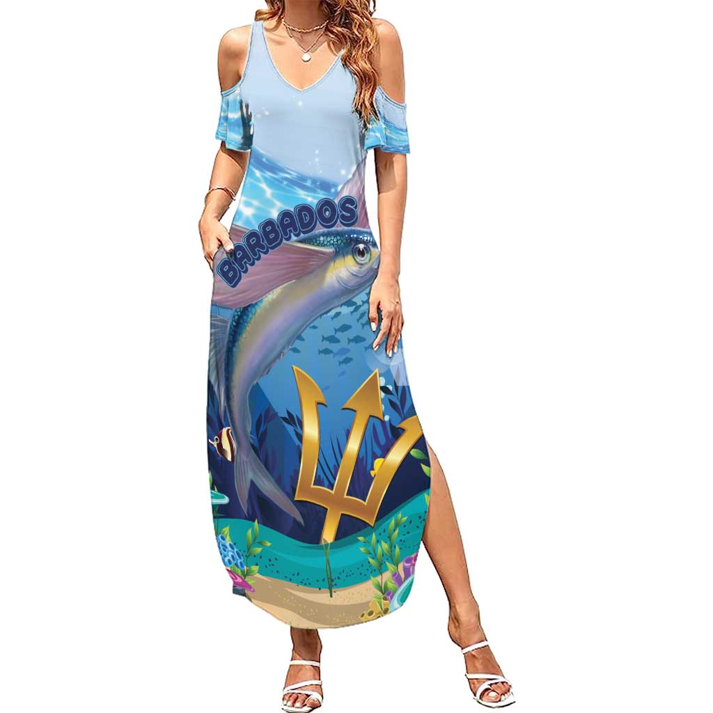 Personalised Barbados Flying Fish Summer Maxi Dress Ocean Style - Wonder Print Shop