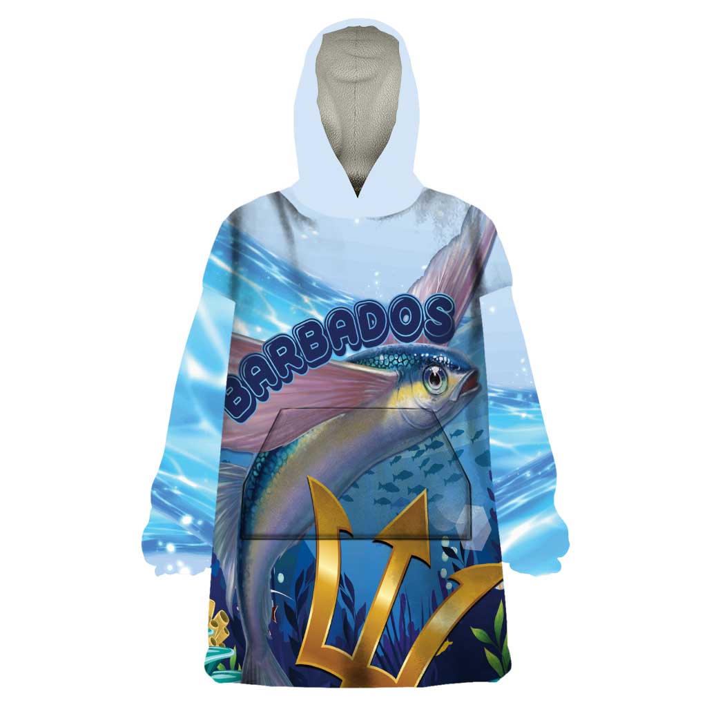 Personalised Barbados Flying Fish Wearable Blanket Hoodie Ocean Style - Wonder Print Shop