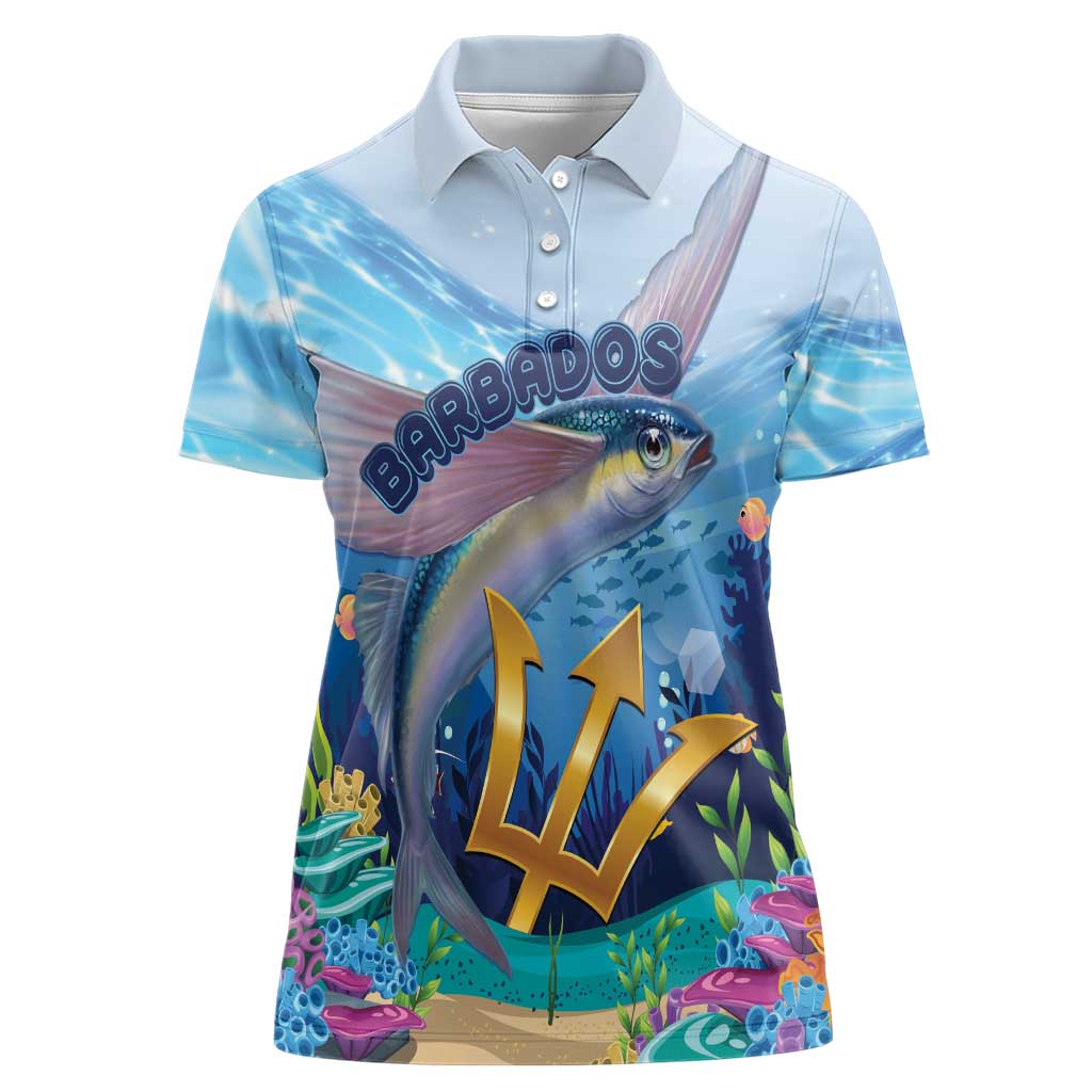 Personalised Barbados Flying Fish Women Polo Shirt Ocean Style - Wonder Print Shop