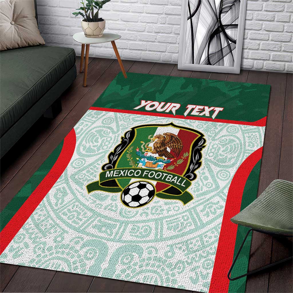 Custom Mexico Football Area Rug Aztec Pattern - Wonder Print Shop