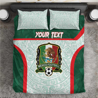 Mexico football bedding set: green Aztec duvet with two pillow covers and custom text band