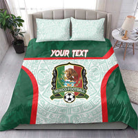 Mexico football bedding set: green Aztec duvet with pillow covers and Mexico crest center