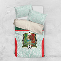 Mexico football bedding set: green Aztec duvet with pillow covers, Mexico crest and red trim