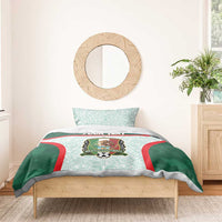 Mexico football bedding set: green Aztec duvet with pillow cover, Mexico logo and red side panels