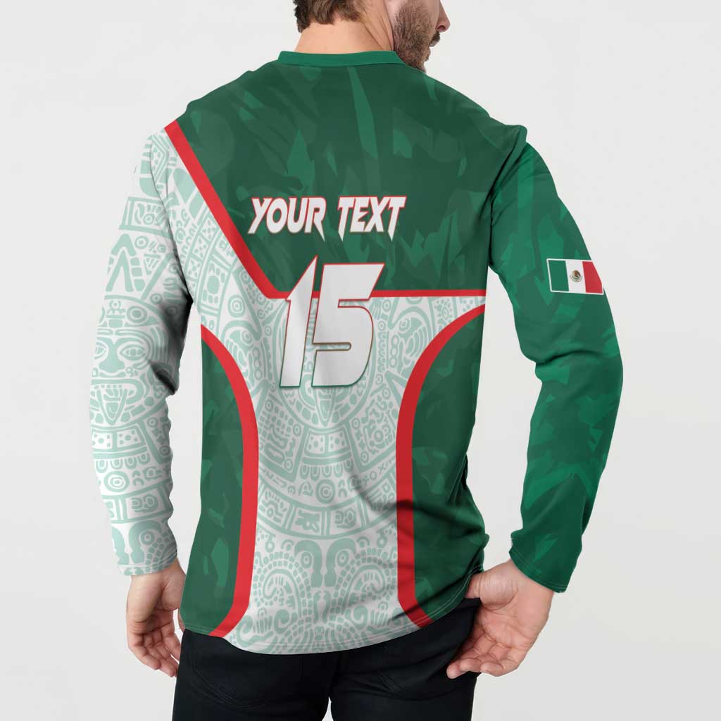 Men's green button-up sweatshirt back with 'Your Text', large '15', long sleeves