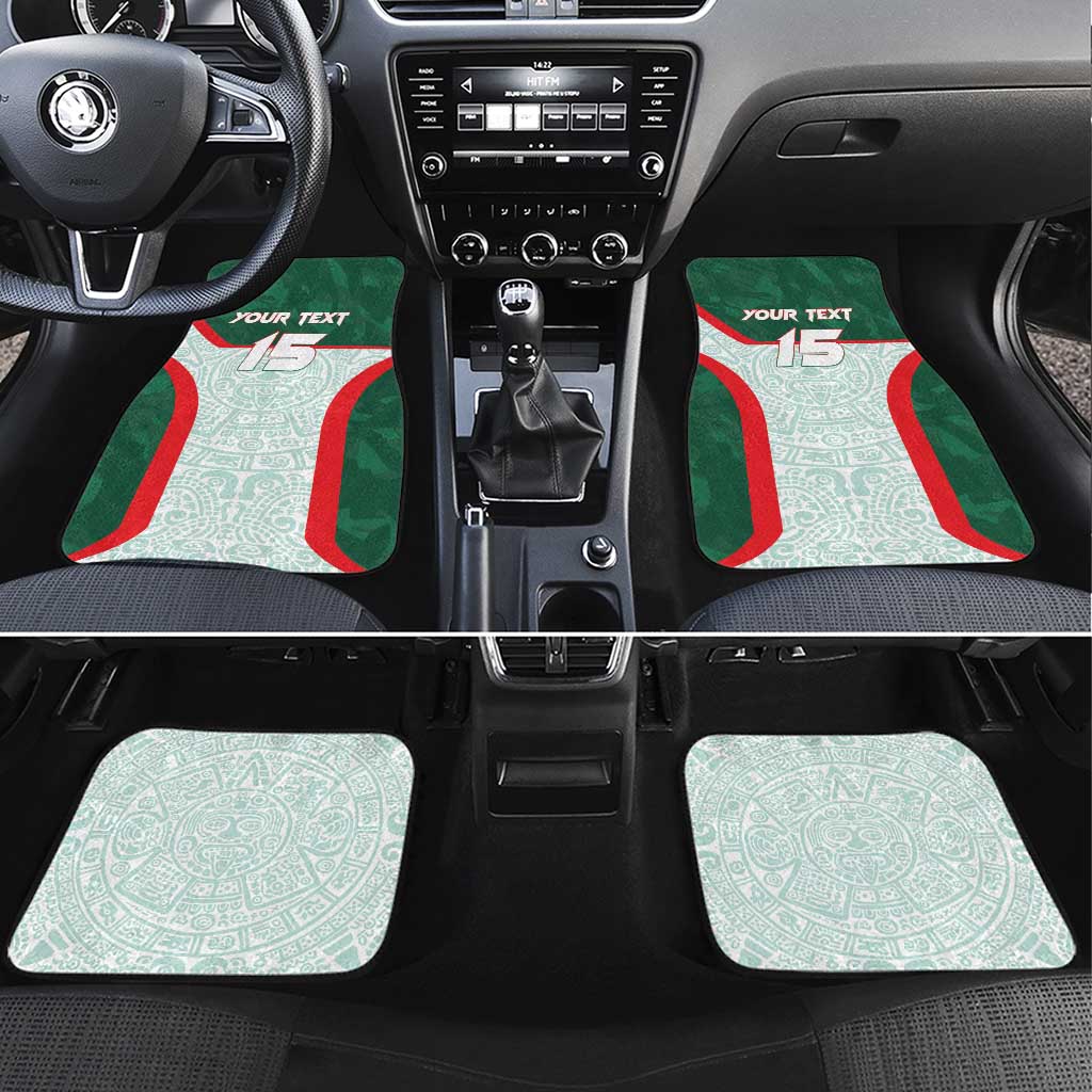 Custom Mexico Football Car Mats Aztec Pattern - Wonder Print Shop