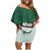 Custom Mexico Football Family Matching Off Shoulder Short Dress and Hawaiian Shirt Aztec Pattern