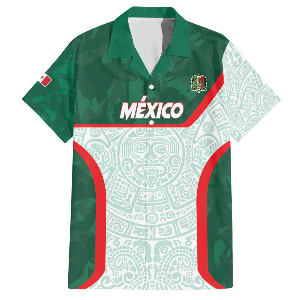 Custom Mexico Football Hawaiian Shirt Aztec Pattern