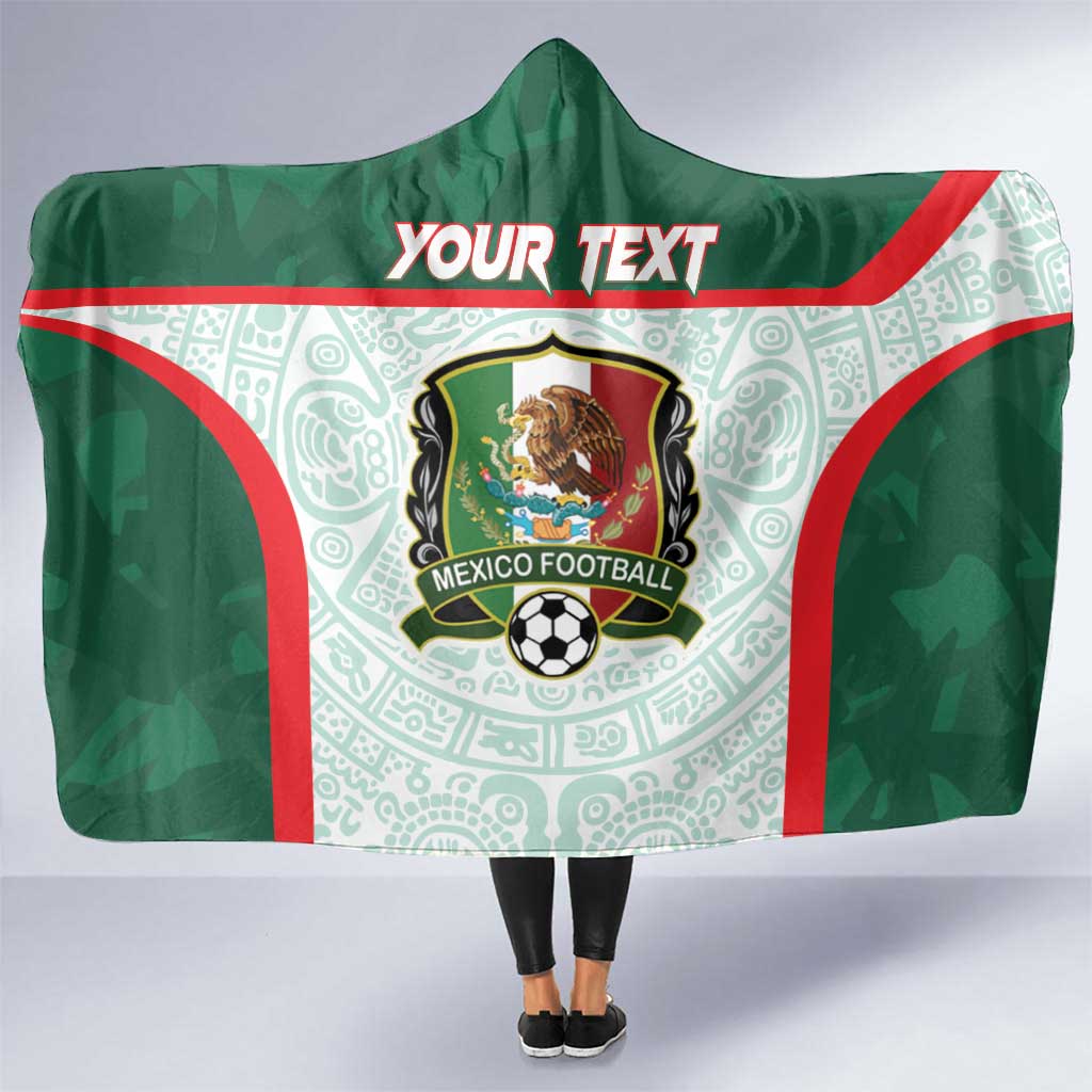 Custom Mexico Football Hooded Blanket Aztec Pattern