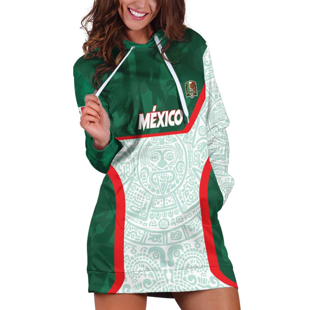 Custom Mexico Football Hoodie Dress Aztec Pattern