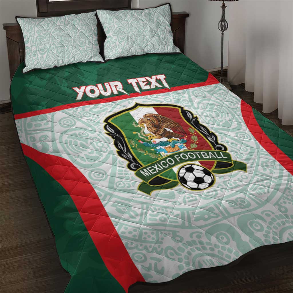 Custom Mexico Football Quilt Bed Set Aztec Pattern - Wonder Print Shop