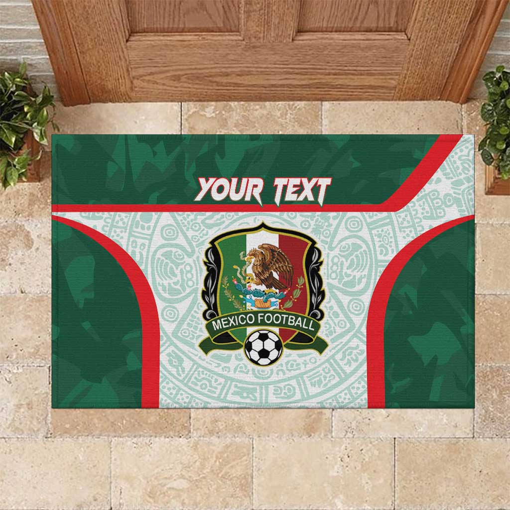 Custom Mexico Football Rubber Doormat Aztec Pattern - Wonder Print Shop