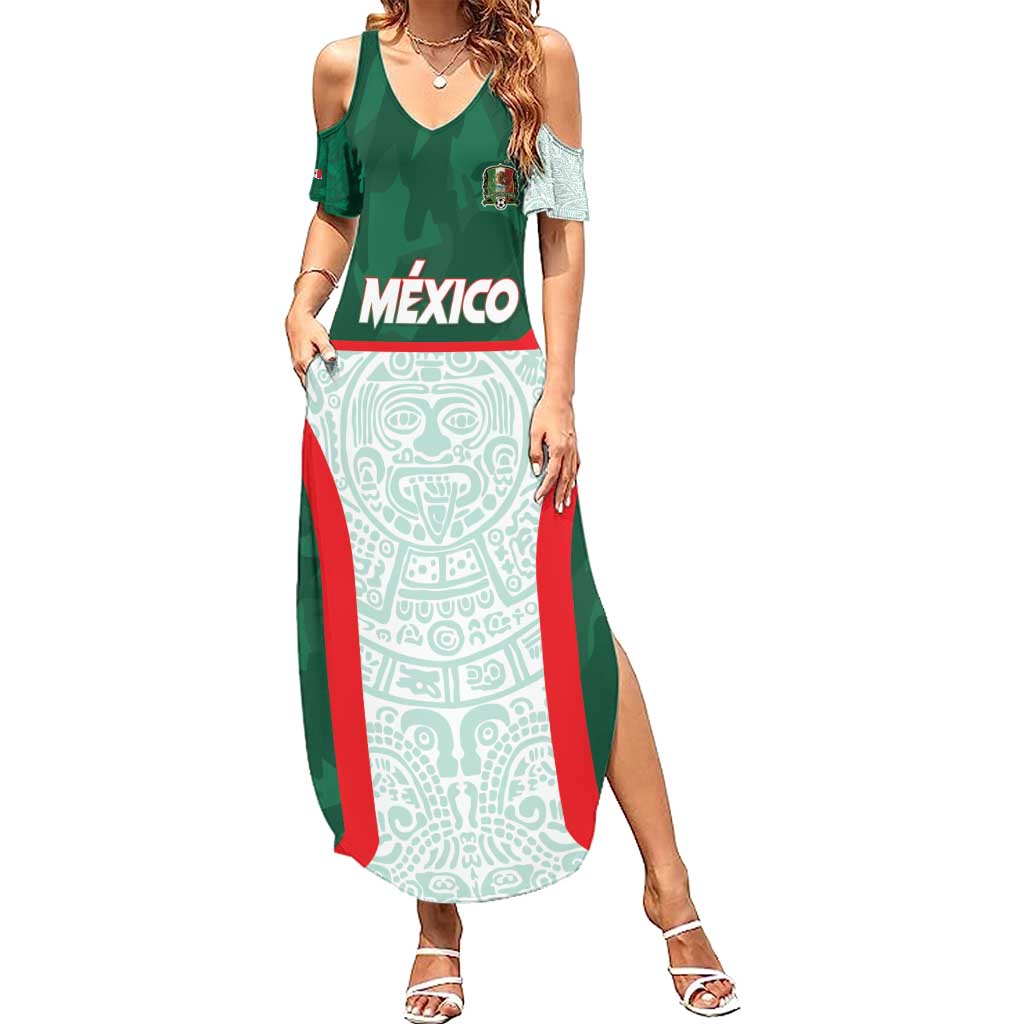 Custom Mexico Football Summer Maxi Dress Aztec Pattern