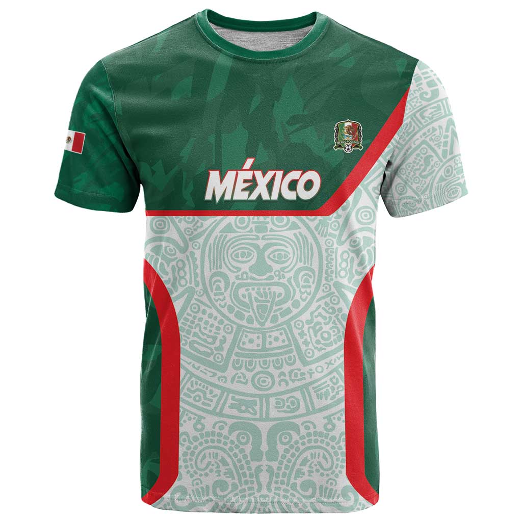 Custom Mexico Football T Shirt Aztec Pattern