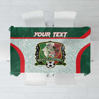 Green Mexico football tablecloth with Aztec-style border and central football emblem
