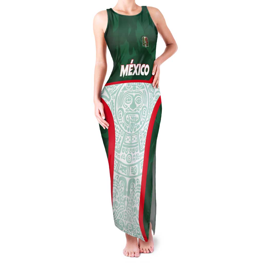 Custom Mexico Football Tank Maxi Dress Aztec Pattern