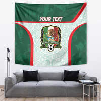 Green Mexico football tapestry with centered crest, red curved sides, and customizable text