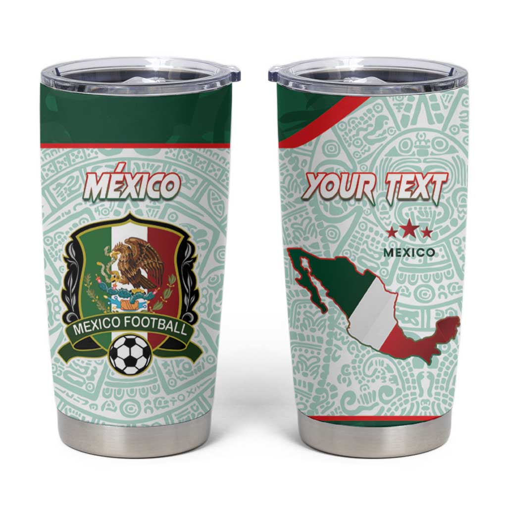 Personalised Mexico Football Tumbler Cup Aztec Pattern