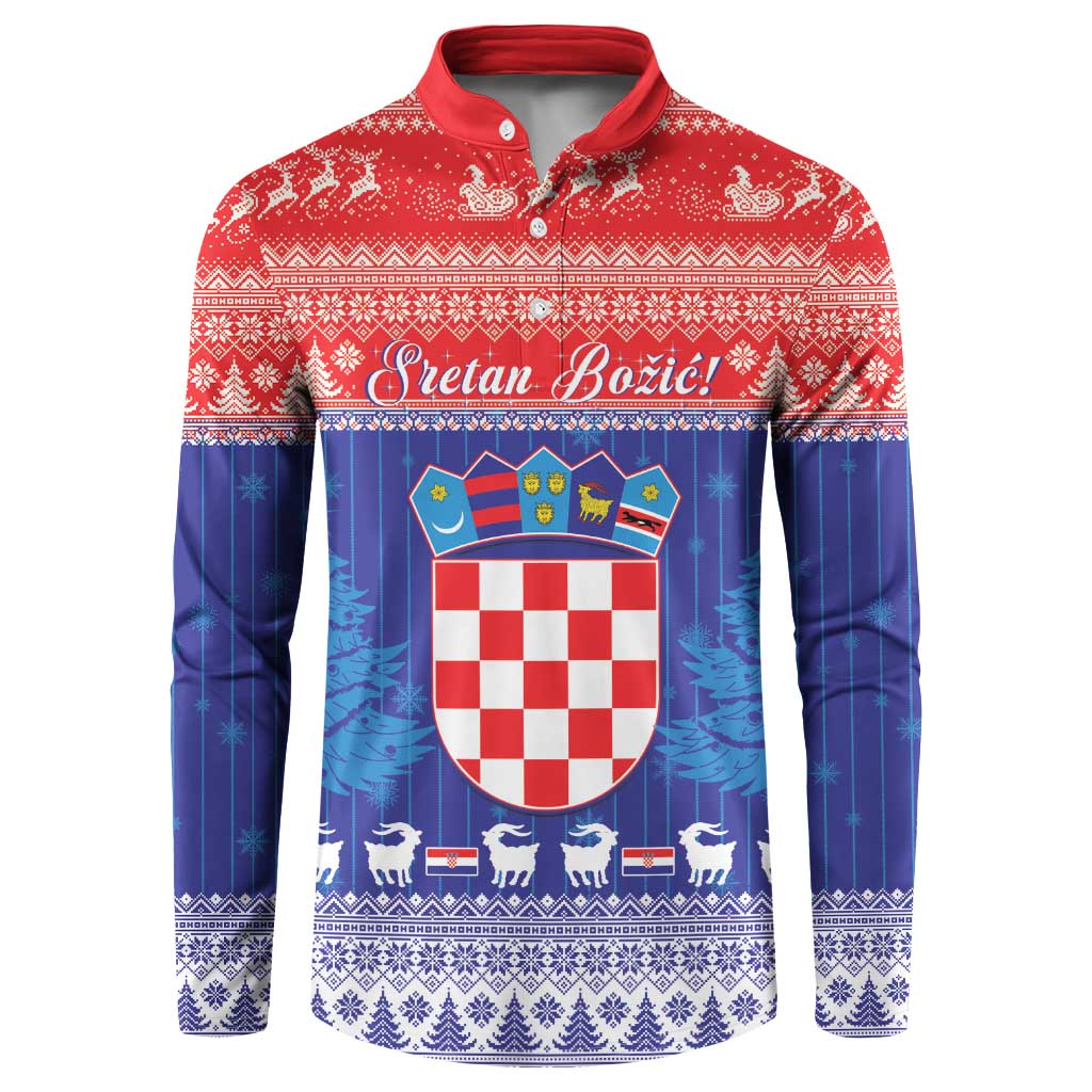 Croatia Christmas Button Sweatshirt Coat Of Arms Sretan Bozic - Wonder Print Shop