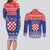 Croatia Christmas Couples Matching Long Sleeve Bodycon Dress and Long Sleeve Button Shirt Coat Of Arms Sretan Bozic