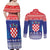 Croatia Christmas Couples Matching Off Shoulder Maxi Dress and Long Sleeve Button Shirt Coat Of Arms Sretan Bozic