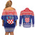 Croatia Christmas Couples Matching Off Shoulder Short Dress and Long Sleeve Button Shirt Coat Of Arms Sretan Bozic