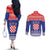 Croatia Christmas Couples Matching Off The Shoulder Long Sleeve Dress and Long Sleeve Button Shirt Coat Of Arms Sretan Bozic