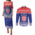 Croatia Christmas Couples Matching Puletasi and Long Sleeve Button Shirt Coat Of Arms Sretan Bozic