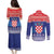 Croatia Christmas Couples Matching Puletasi and Long Sleeve Button Shirt Coat Of Arms Sretan Bozic