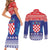 Croatia Christmas Couples Matching Short Sleeve Bodycon Dress and Long Sleeve Button Shirt Coat Of Arms Sretan Bozic