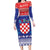 Croatia Christmas Family Matching Long Sleeve Bodycon Dress and Hawaiian Shirt Coat Of Arms Sretan Bozic - Wonder Print Shop