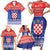 Croatia Christmas Family Matching Short Sleeve Bodycon Dress and Hawaiian Shirt Coat Of Arms Sretan Bozic