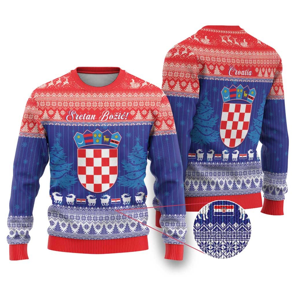 Croatia Christmas Ugly Christmas Sweater Coat Of Arms Sretan Bozic