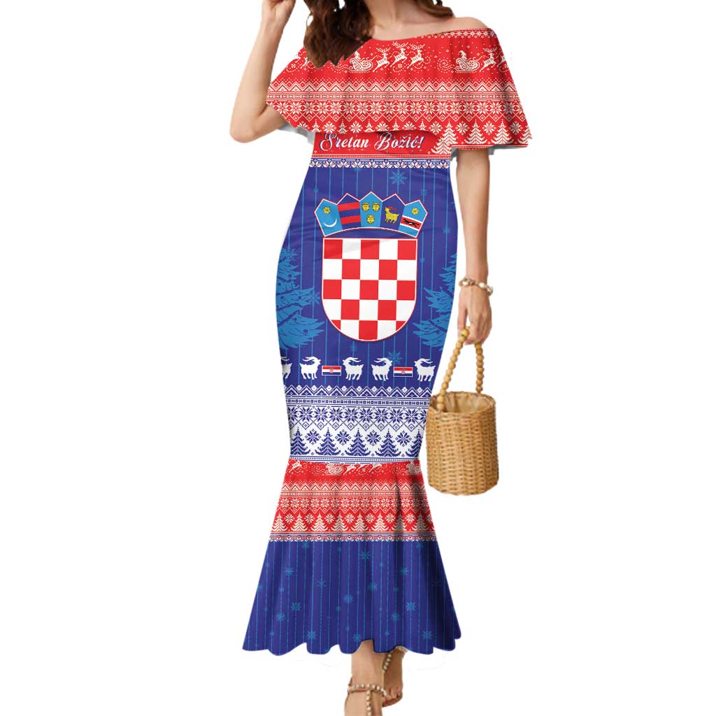 Croatia Christmas Mermaid Dress Coat Of Arms Sretan Bozic